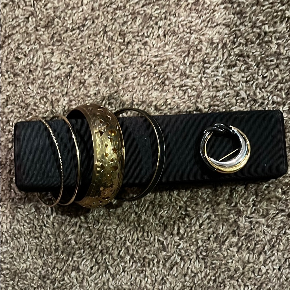 Gold and Silver Bangle Bracelet and brooch Set (costume)